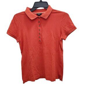 Talbots Petite Orange Modal Blend Lightweight Short Sleeve Polo Shirt Size‎ S